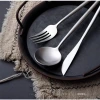 Cross-border Portuguese matte round handle 304 stainless steel tableware, restaurant spoons, light luxury, ins retro steak knives, forks and spoons details Picture